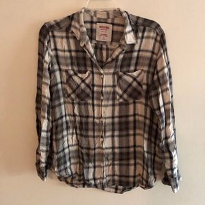 Mossimo Green Long-Sleeve Plaid Shirt-Size XXL